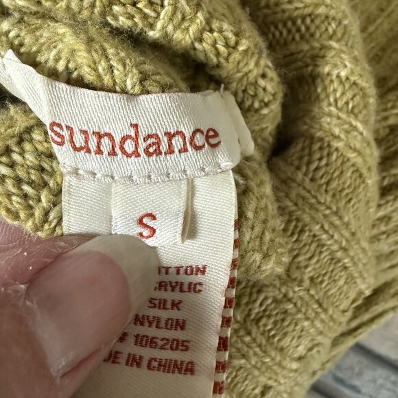 Sundance Toasty Dimensions Turtleneck Sweater Sz S Green Cozy Cotton Silk Blend - Picture 8 of 9